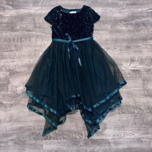 Speechless Short Sleeve Green Sequin Bodice Tulle Skirt Party Dress Girls Sz. 8